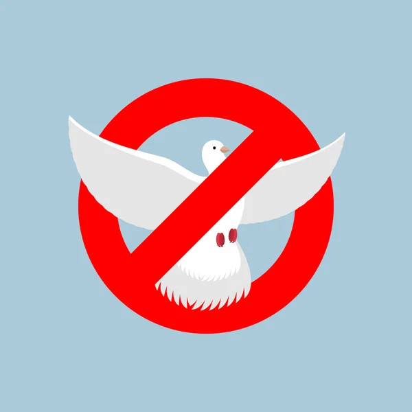 Detén la paloma. Está prohibido disparar palomas voladoras. Prohibido rojo — Vector de stock