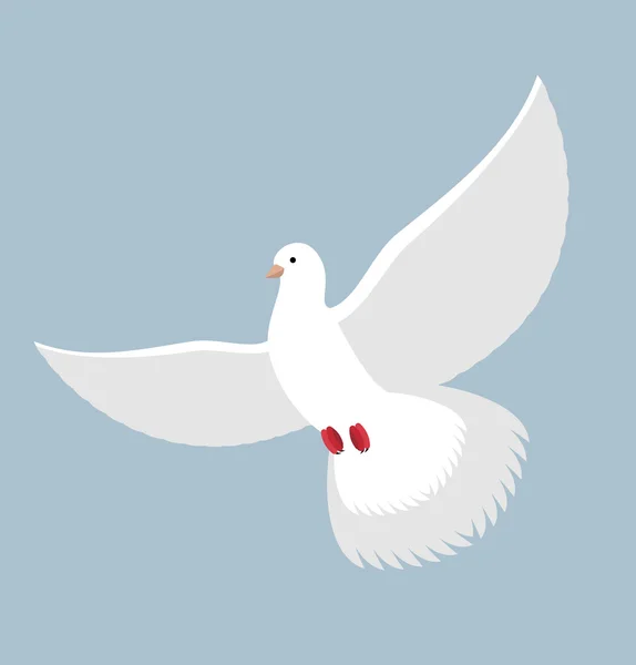 White Dove. Flying White pigeon. Bird with wings. White blue sym — Stock vektor