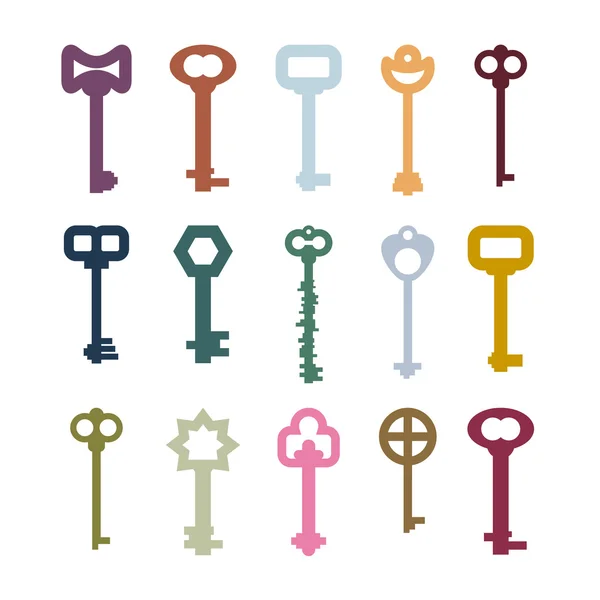 Old vintage keys set. Color clues from ancient castles. Door vin — 图库矢量图片