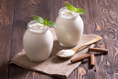 Canlı yoğurt. Rustik tarzı.