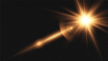Şeffaf güneş ışığı vektörü. Özel lens ışık efekti.. 