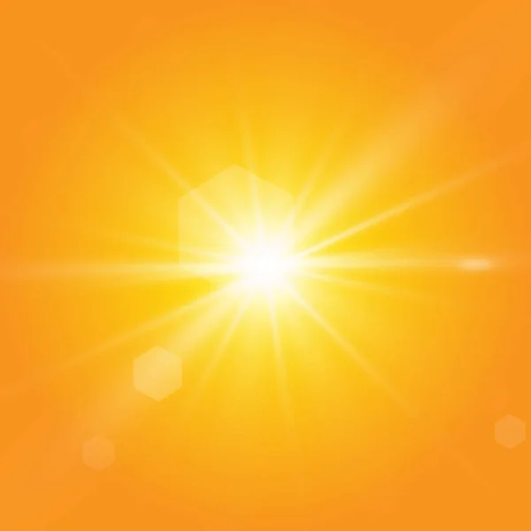 Sol Quente Sobre Fundo Amarelo Leto Bliki Raios Solares — Vetor de Stock