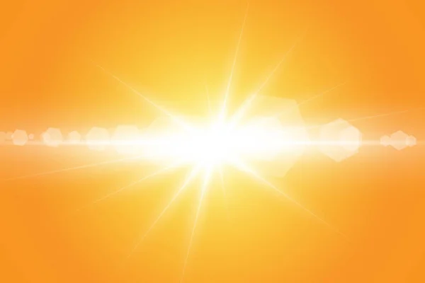Тепле Сонце Жовтому Тлі Лето Сонячні Промені — стоковий вектор
