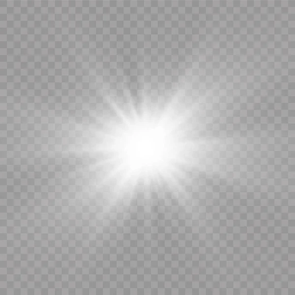 Efekt Świetlny Jasna Gwiazda Światło Eksploduje Przejrzystym Tle Jasne Słońce — Wektor stockowy