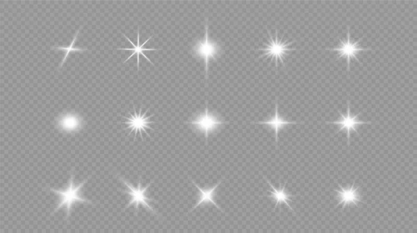 Light Effect Bright Star Light Explodes Transparent Background Bright Sun — Stock Vector