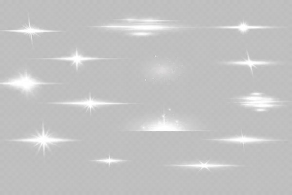 Weißes Glühendes Licht Explodiert Auf Einem Transparenten Hintergrund Mit Strahl — Stockvektor