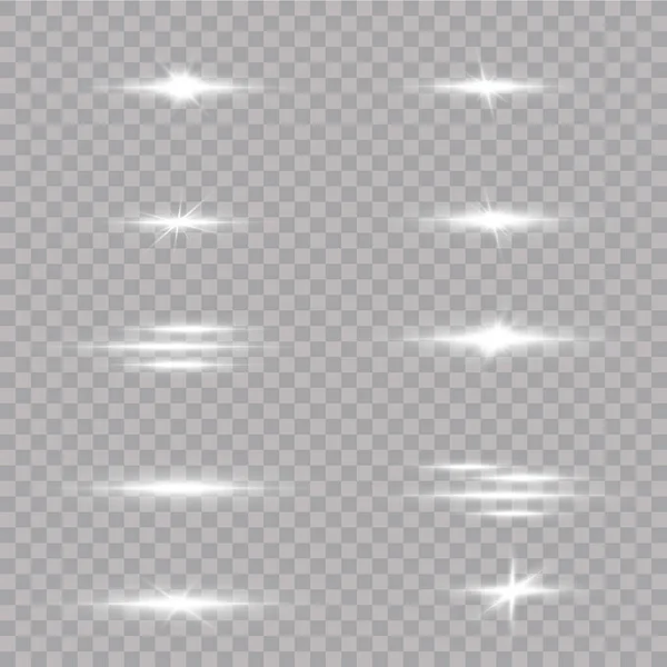 Vit Glödande Ljus Exploderar Transparent Bakgrund Med Ray Transparent Strålande — Stock vektor