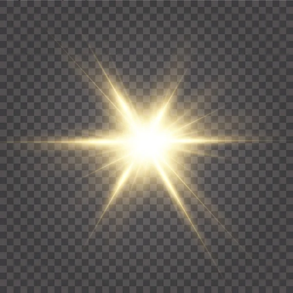 Sol Estalló Estrellas Brillantes Estrellas Doradas Brillantes Aisladas Sobre Fondo — Vector de stock
