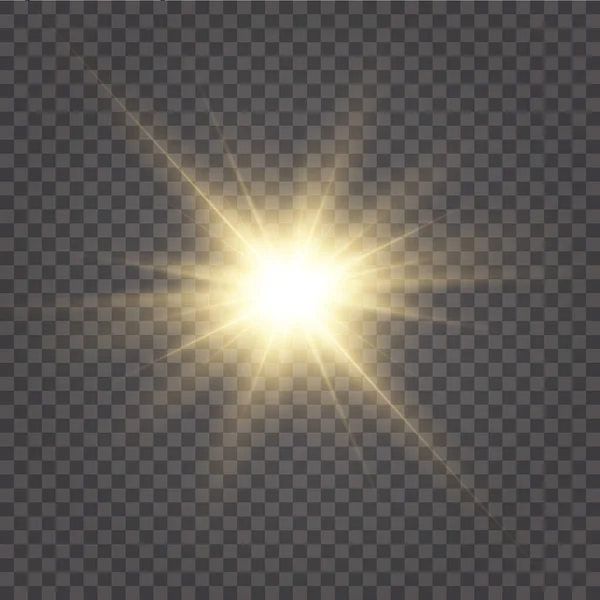 太陽のバースト 輝く星黒い背景に孤立した輝く黄金の星 黄金の光 ベクトル図セット — ストックベクタ