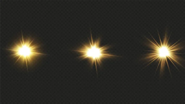 Efecto Luz Estrella Brillante Luz Explota Sobre Fondo Transparente Sol — Archivo Imágenes Vectoriales