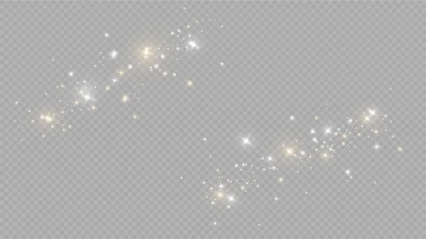 Christmas Golden Dust Yellow Sparks Golden Stars Shine Special Light — Stock Vector