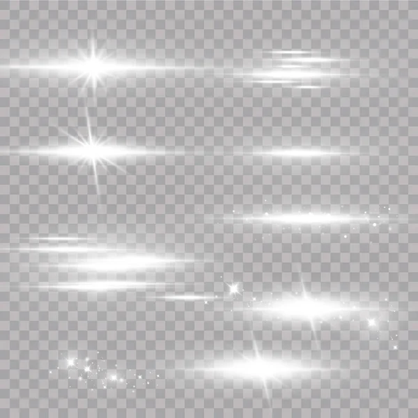 Efecto Luz Estrella Brillante Luz Explota Sobre Fondo Transparente Sol — Archivo Imágenes Vectoriales