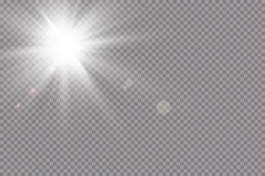 Şeffaf güneş ışığı vektörü. Özel lens ışık efekti.. 