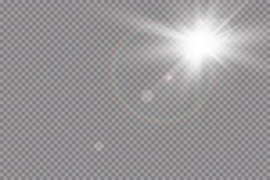 Şeffaf güneş ışığı vektörü. Özel lens ışık efekti.. 
