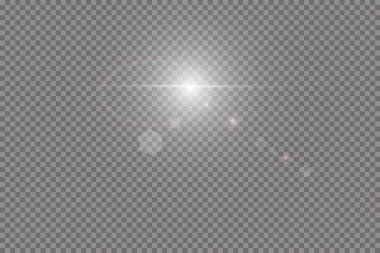 Şeffaf güneş ışığı vektörü. Özel lens ışık efekti.. 
