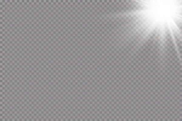 Lichteffekt Heller Stern Licht Explodiert Auf Einem Transparenten Hintergrund Strahlende — Stockvektor