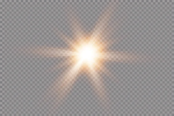 Efecto Luz Estrella Brillante Luz Explota Sobre Fondo Transparente Sol — Archivo Imágenes Vectoriales