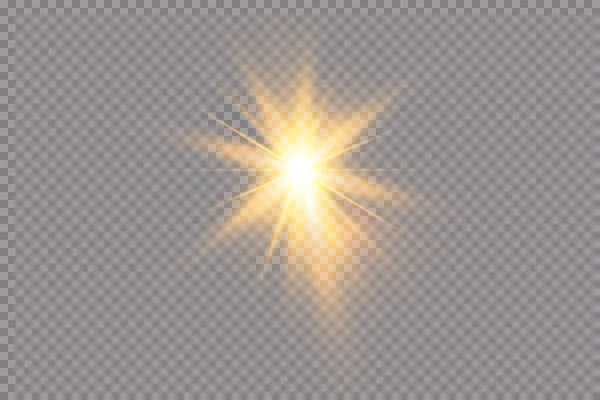 Effetto Luce Stella Luminosa Luce Esplode Uno Sfondo Trasparente Sole — Vettoriale Stock
