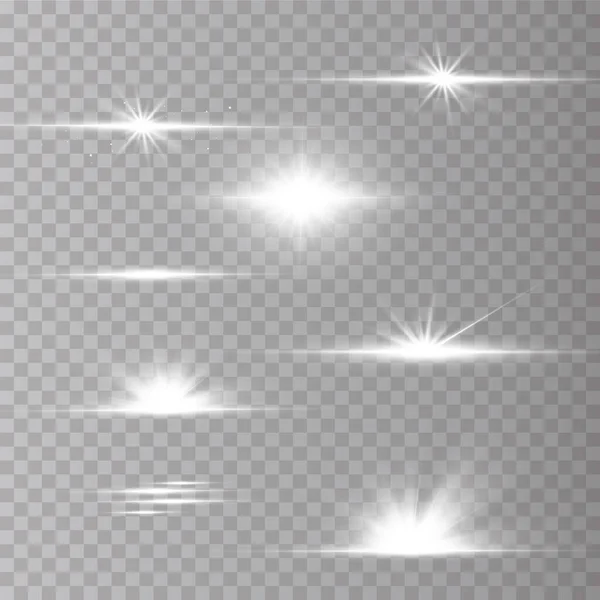 Işık Etkisi Parlak Yıldız Işık Şeffaf Bir Arkaplanda Patlar Parlak — Stok Vektör