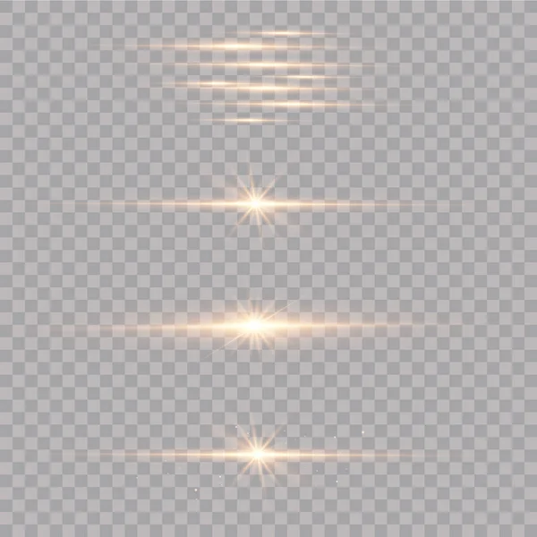 Glänsande Gyllene Stjärnor Isolerad Svart Bakgrund Effekter Bländning Linjer Glitter — Stock vektor
