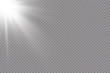 Şeffaf güneş ışığı vektörü. Özel lens ışık efekti..