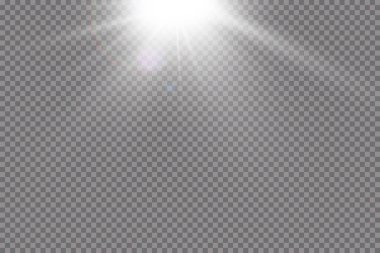 Şeffaf güneş ışığı vektörü. Özel lens ışık efekti..