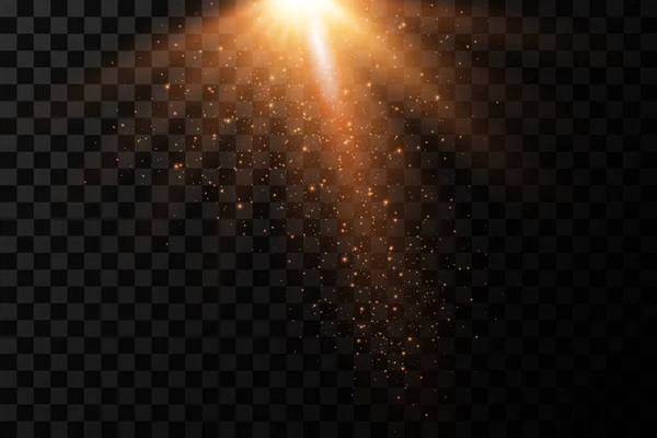 Эффект Света Яркая Звезда Свет Взрывается Прозрачном Фоне Яркое Солнце — стоковый вектор
