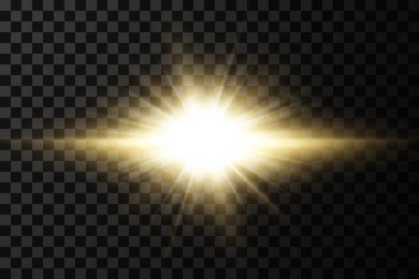 Siyah arka planda izole edilmiş parlak altın yıldızlar. Efektler, parıltı, çizgiler, parıltı, patlama, altın ışık. Vektör illüstrasyonu.et. 