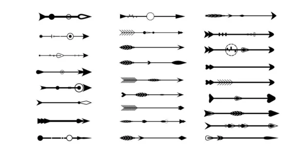Flèches Tribales Sur Fond Blanc Aztèque Éléments Boho Retro Arrow — Image vectorielle