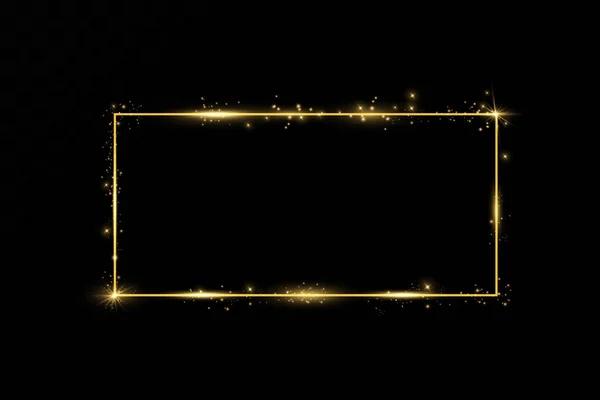 Cadre Doré Avec Des Effets Lumière Bannière Rectangle Brillante Isolé — Image vectorielle