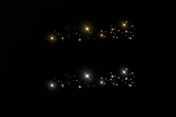 Weihnachtlicher Lichteffekt Funkelnde Magische Staubpartikel Die Staubfunken Und Goldenen Sterne — Stockvektor