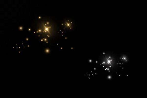 Kerstlichteffect Sprankelende Magische Stofdeeltjes Stofvonken Gouden Sterren Stralen Met Speciaal — Stockvector