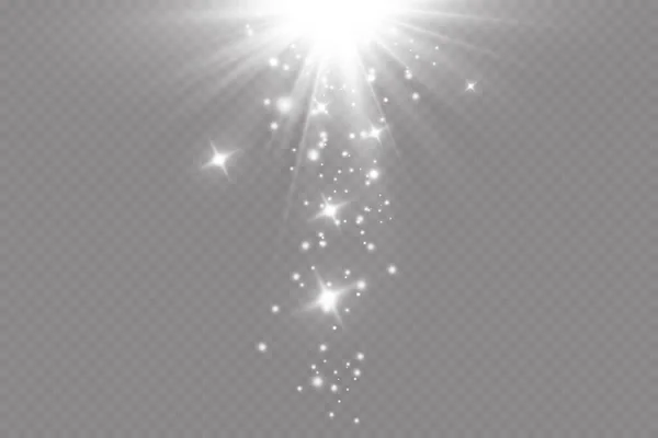 光の効果だ 明るい星 光は透明な背景で爆発します 明るい太陽 — ストックベクタ