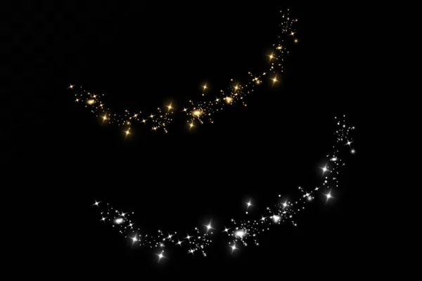 圣诞灯光效果闪烁着神奇的尘埃 尘埃闪耀 金色的星辰闪烁着特殊的光芒 — 图库矢量图片