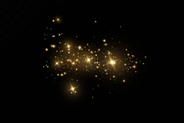 Julbelysning Mousserande Magiska Dammpartiklar Dammet Gnistor Och Gyllene Stjärnor Lyser — Stock vektor