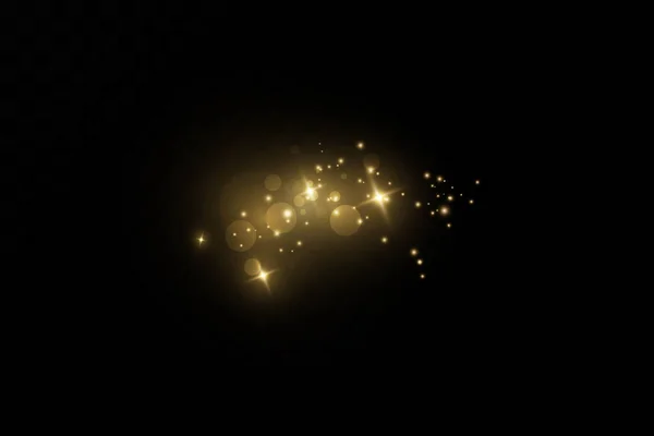 クリスマスライト効果 塵が火花を散らし 金色の星が特別な光で輝きます — ストックベクタ