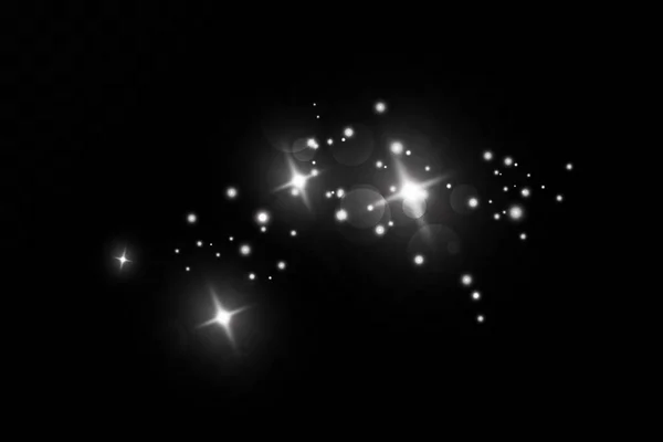 Пыль Искры Звезды Сияют Специальным Светом Рождественский Световой Эффект Блестящие — стоковый вектор