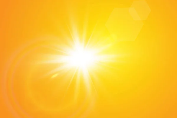 Warme Zon Een Gele Achtergrond Leto Bliki Zonnestralen — Stockvector