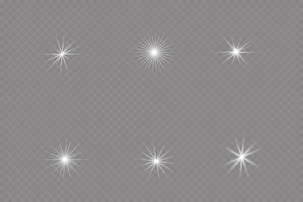 光の効果だ 明るい星 光は透明な背景で爆発します 明るい太陽 — ストックベクタ