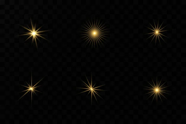 Efecto Luz Estrella Brillante Luz Explota Sobre Fondo Transparente Sol — Vector de stock