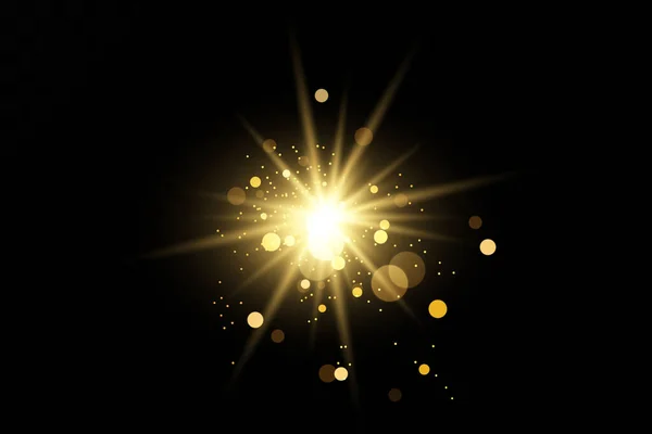 Efecto Luz Estrella Brillante Luz Explota Sobre Fondo Transparente Sol — Vector de stock