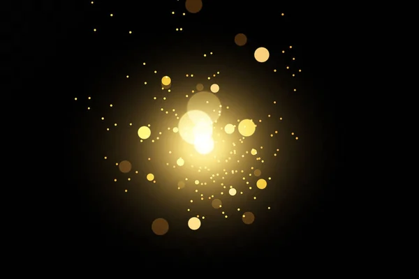 圣诞灯光效果闪烁着神奇的尘埃 尘埃闪耀 金色的星辰闪烁着特殊的光芒 — 图库矢量图片