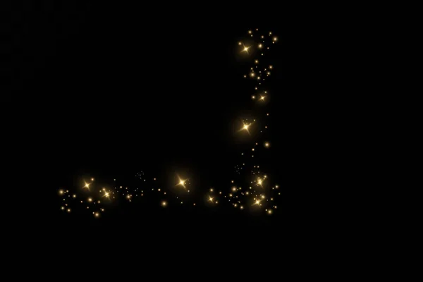 Julbelysning Mousserande Magiska Dammpartiklar Dammet Gnistor Och Gyllene Stjärnor Lyser — Stock vektor