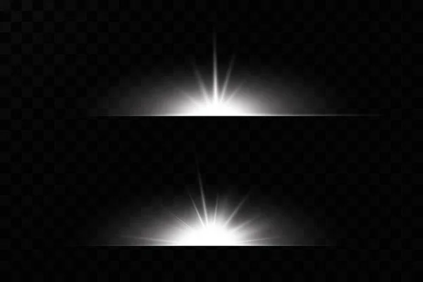 Εφέ Φωτός Λαμπρό Αστέρι Φως Εκρήγνυται Διαφανές Φόντο Φωτεινός Ήλιος — Διανυσματικό Αρχείο