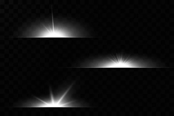 Effet Lumineux Étoile Lumineuse Lumière Éclate Sur Fond Transparent Soleil — Image vectorielle