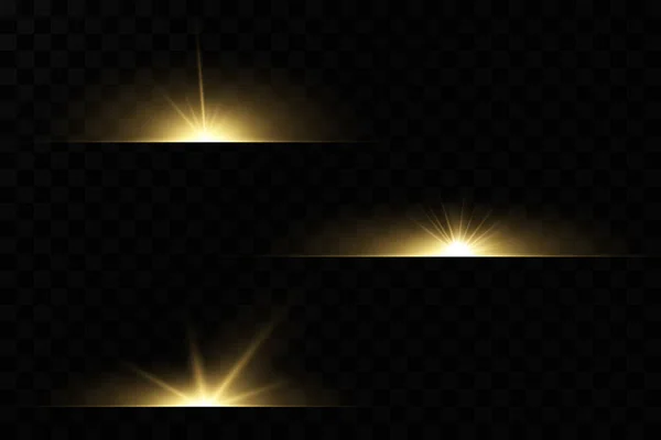 Explosión Del Sol Brillantes Estrellas Doradas Aisladas Sobre Fondo Negro — Archivo Imágenes Vectoriales