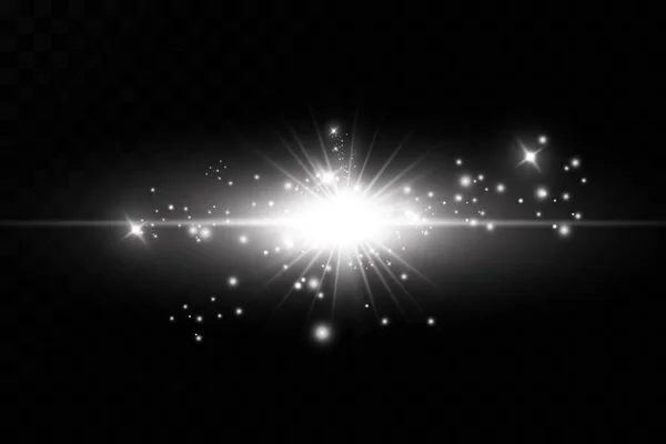 Світловий Ефект Яскрава Зірка Світло Вибухає Прозорому Тлі Яскраве Сонце — стоковий вектор