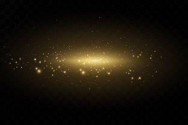 Noel ışığı etkisi. Parıldayan sihirli toz parçacıkları. Toz kıvılcımları ve altın yıldızlar özel ışıkla parlıyor..