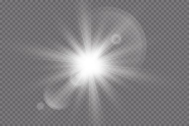 Şeffaf güneş ışığı vektörü. Özel lens ışık efekti..