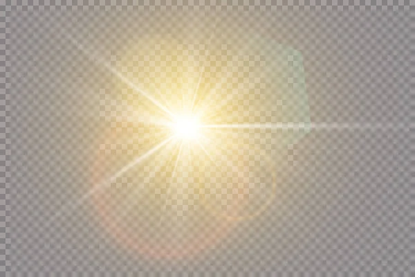 Luce Solare Trasparente Vettoriale Effetto Luce Brillamento Speciale Lente — Vettoriale Stock
